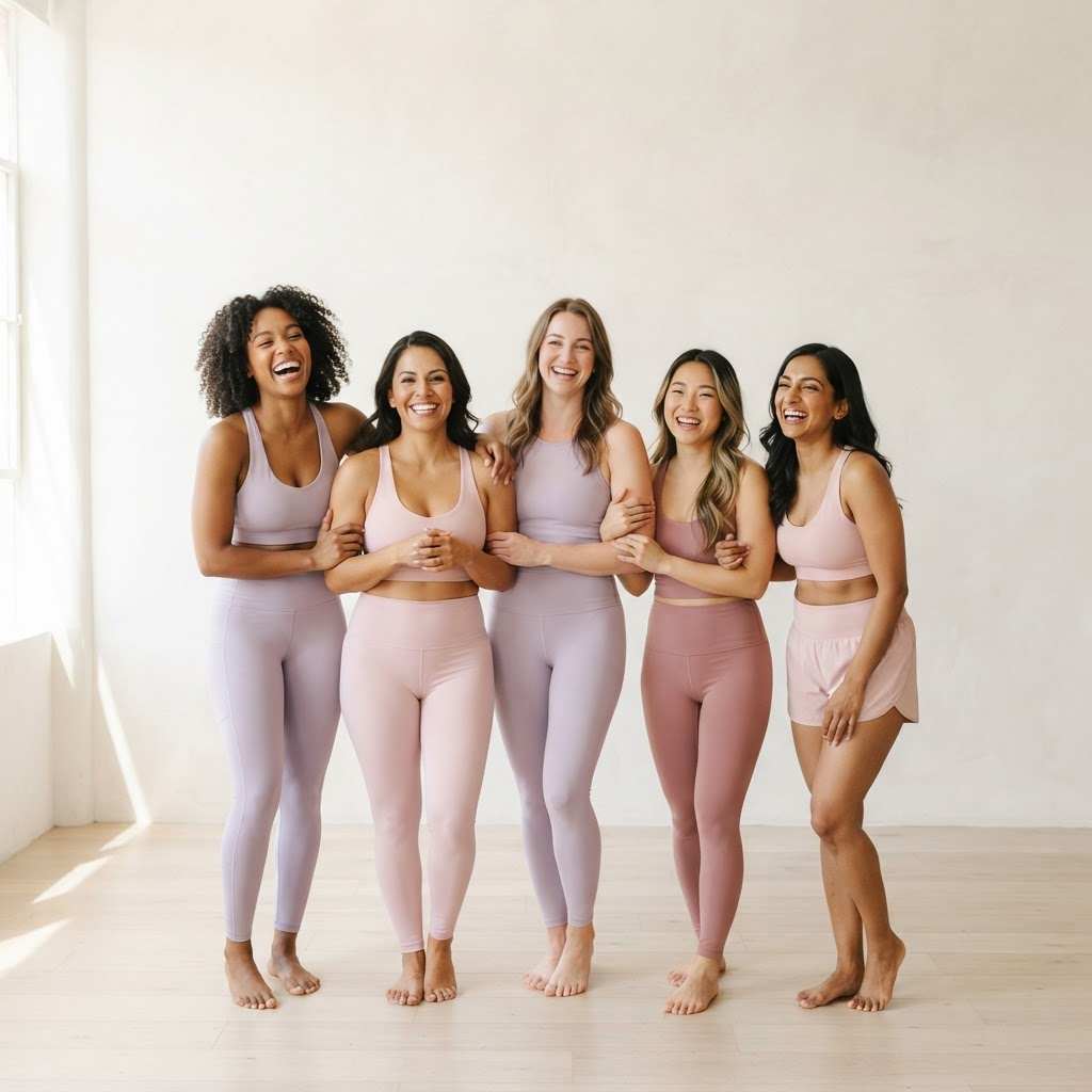 Comunidade Fitmora — mulheres em conjuntos fitness